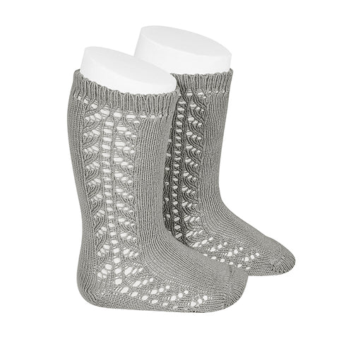 CONDOR SOCKS - Side Lace Knee-High in SILVER MARLE (221)