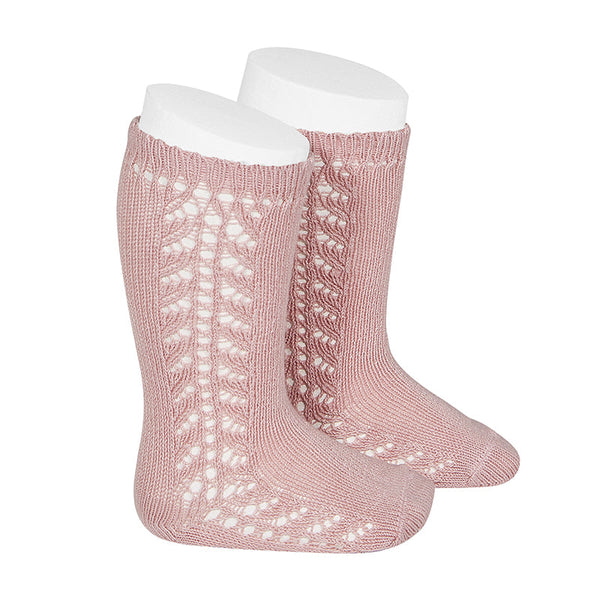 CONDOR SOCKS - Side Lace Knee-High in ROSE BLUSH (526) - (SIZE 1 ONLY)