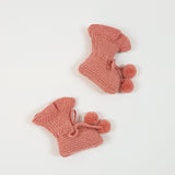 MIMI Frilled 'Alpaca' Baby Booties - Salmon Pink (TWO SIZES LEFT)