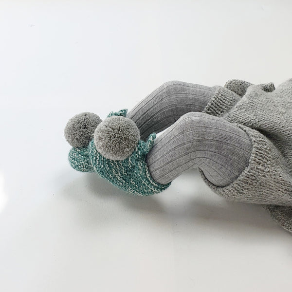 ARLO 'Alpaca' Baby Booties - Marbled Emerald & Silver Pom (TWO SIZES LEFT)