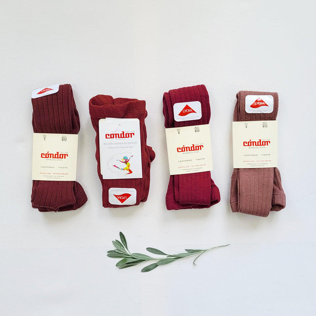 Condor Ribbed Tights CONDOR TIGHTS - Ribbed in CURRANT (385) – Millésime Baby