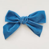 LUCIA 'Velvet' Hair Bow Clip- Large - Blue Shades