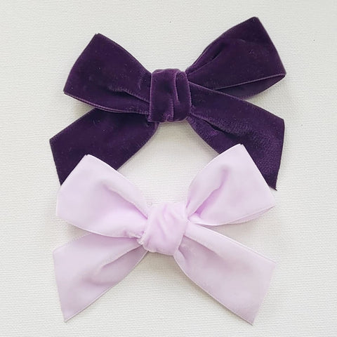 LUCIA 'Velvet' Hair Bow Clip - Large - Purple Shades