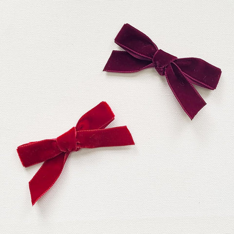 LUCIA 'Velvet' Hair Bow Clip (SET OF 2) - Small - Red Shades