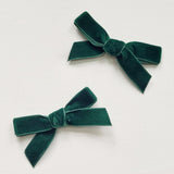 LUCIA 'Velvet' Hair Bow Clip (SET OF 2) - Small - Green Shades
