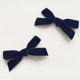 LUCIA 'Velvet' Hair Bow Clip (SET OF 2) - Small - Blue Shades