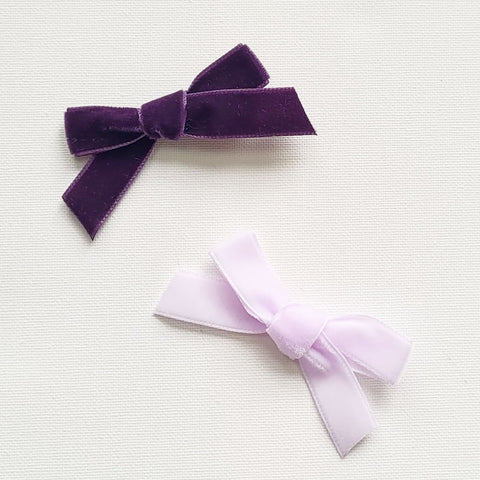 LUCIA 'Velvet' Hair Bow Clip (SET OF 2) - Small - Purple Shades
