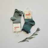 CONDOR SOCKS - Ruffle Lace Edging Short Socks in SAGE (756)