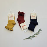 CONDOR SOCKS - Ruffle Lace Edging Short Socks in MOSTAZA (629)