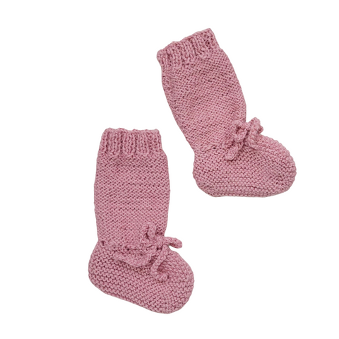 PEARL Baby 'Alpaca' Booties - Solid Blush Pink