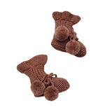 MIMI Frilled 'Alpaca' Baby Booties - Terracotta